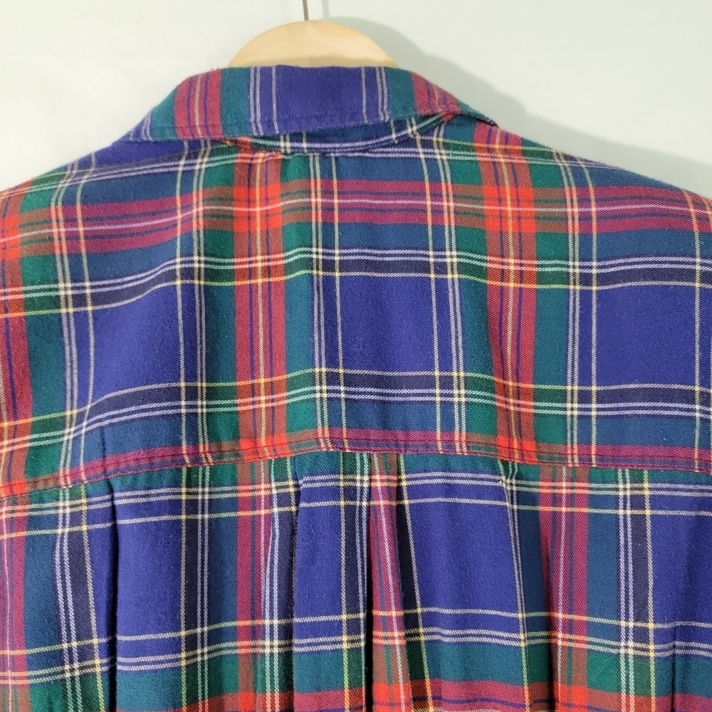 VTG NANTUCKET Flannel Dress Sz 4 Red/Blue Plaid Button-Up Long Sleeve Fit Flare - Picture 8 of 12